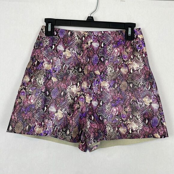 ASOS Design High Rise Purple Snake Print Leather Look Shorts. Size 4. NWT - Picture 3 of 14